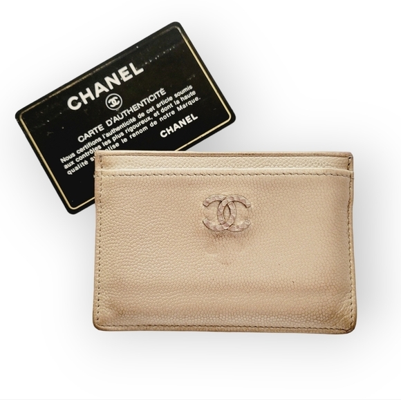 Chanel Caviar Ivory Card Holder Authentic - Picture 1 of 16